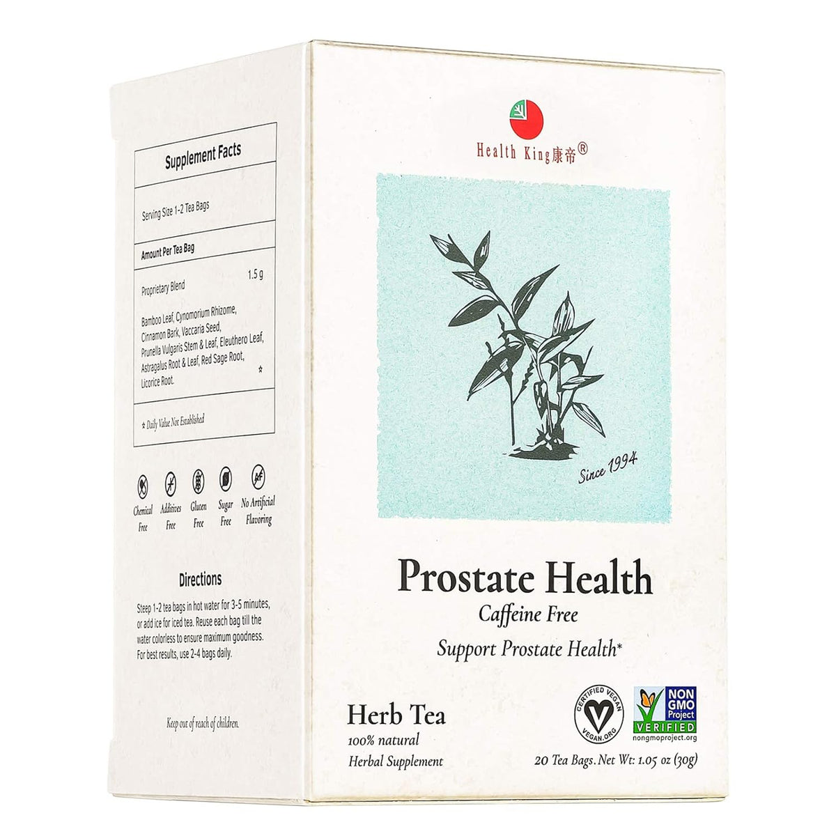 Health King Herbal Tea, Prostate Health, 20 Tea Bags (Pack of 4)