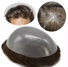 Human Hair Men's Wig Indian Hair System Men Hairpiece replacement men skin PU toupee