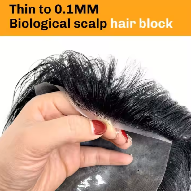 Human Hair Real Hair Replacement System Thin Skin 0.1mm V-looped Back Forward Hair Nature Mens Hairpieces Toupee for Men