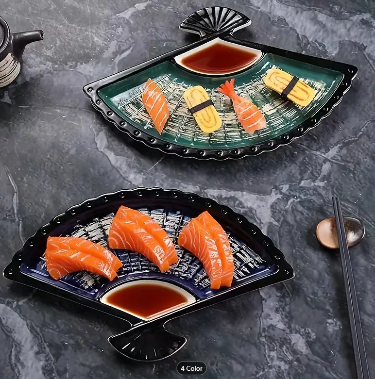 Japanese Tableware Sushi Plate - Unique Sector-Shaped Ceramic Design