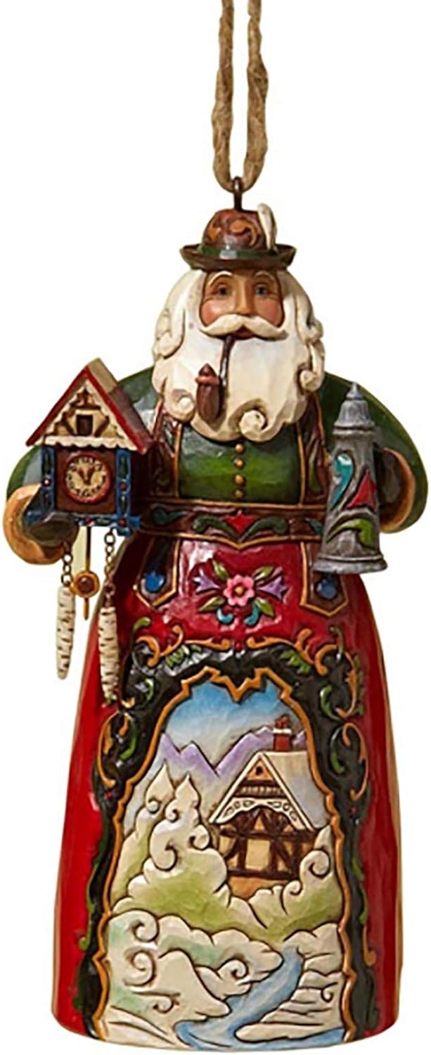 Jim Shore Heartwood Creek German Santa Stone Resin Hanging Ornament, 4.75”