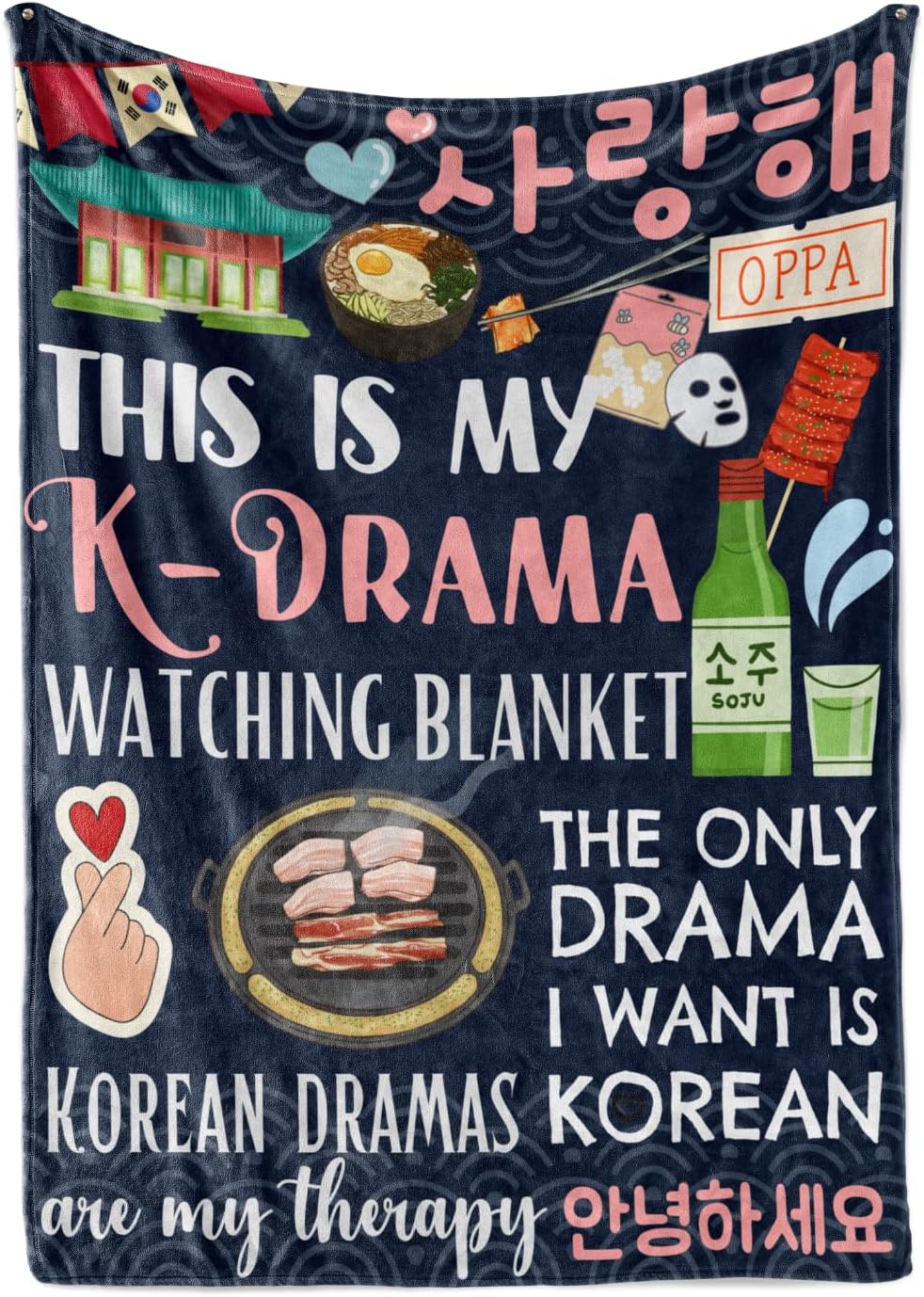 Korean Gifts Throws for Women, Flannel Blanket for K Drama K Pop Lovers