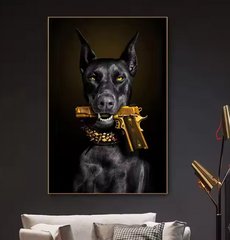 Luxury Dog with Gold Gun Poster