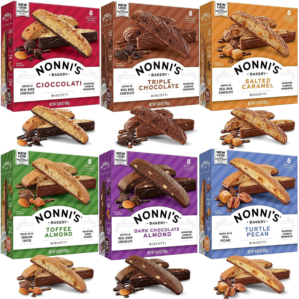 Nonni's Italian Biscotti Variety Pack - 6 Assorted Flavors - Snack for Adults & Kids