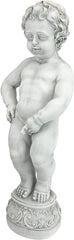 Manneken PIS Peeing Boy Piped Pond Spitter Statue Water Feature, 10 Inches Wide, 6 Inches Deep, 27 Inches High, Antique Stone Finish