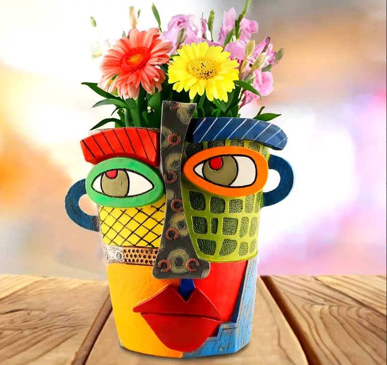 Picasso-Inspired Abstract Face Planter