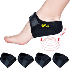 Plantar Fasciitis Heel Cups, Heel Cups for Heel Pain(4PCS), Heel Protectors for Plantar Fasciitis Relief, Adjustable Heel Pads for Heel Pain Relief, Achilles Tendinitis, Heel Spur (Black, L Size)