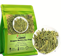 Premium Dragonwell Tea - High-Quality Chinese Green Tea Loose Leaf with Toasty Bean Aromatic Flavor - Rich in Antioxidants and Catechins for Healthy Living