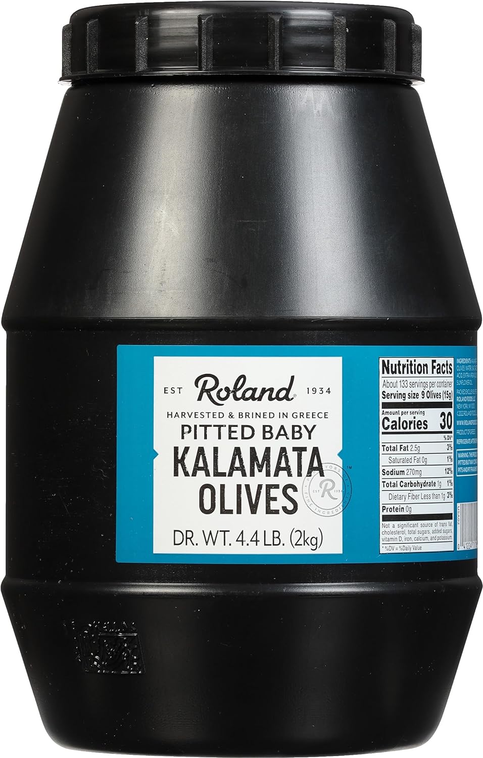 Roland Foods Pitted Baby Kalamata Olives from Greece, 4.4 Pound