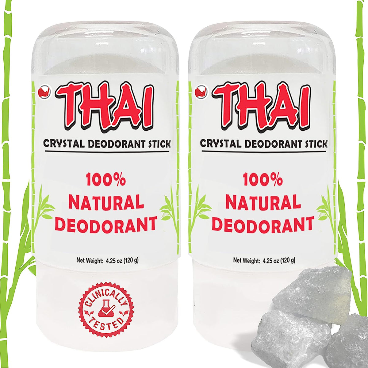 Thai Crystal Deodorant Salt Stone - Clinically Tested, Dermatologist Approved - Natural Unscented for Women Men & Teens