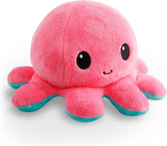 The Original Reversible Octopus Plushie - Pink + Aqua - Cute Sensory Fidget Stuffed Animals That Show Your Mood, 4 inch