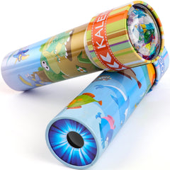 Classic Tin Kaleidoscopes 2 Pack, Discover Hidden Animals, Crystal Clear View, Vintage Retro Toys in Gift Box