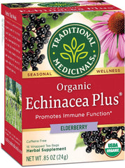 Traditional Medicinals Organic Echinacea Plus Elderberry Seasonal Tea, 16 Tea Bags (Pack of 6)