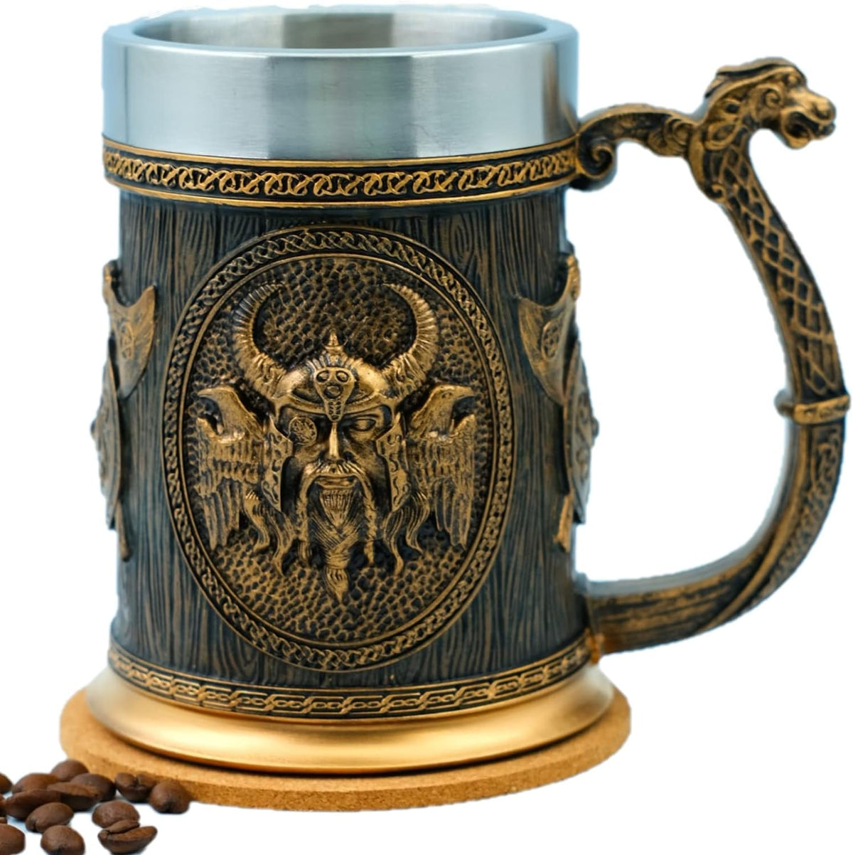 Viking Tankard Beer Viking Mug,Stainless Steel Drinking Tankard Mug Coffee Cup