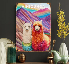 Vinicunca Peru Llama Metal Tin Sign Art