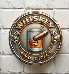 Vintage Aluminum Whiskey & Cigar Metal Sign