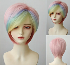 Women's Basic Rainbow Short Bob Wig with Side Bangs, 8 Inches