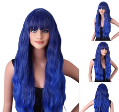 Women's Mid-length Curly Wig Synthetic Full Curly Hair Wigs For Women Blue Colour