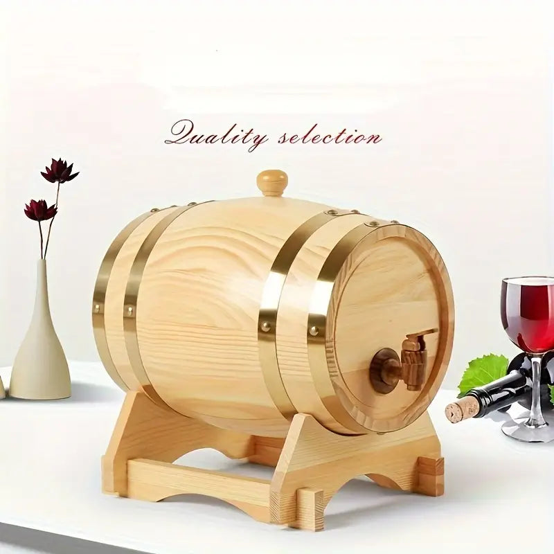 Wooden Wine Barrel - Elegant Home Kitchen Storage & Organization - Food-Safe Natural Wood Wine Cask for Storing Whiskey, Red Wine, Spirits