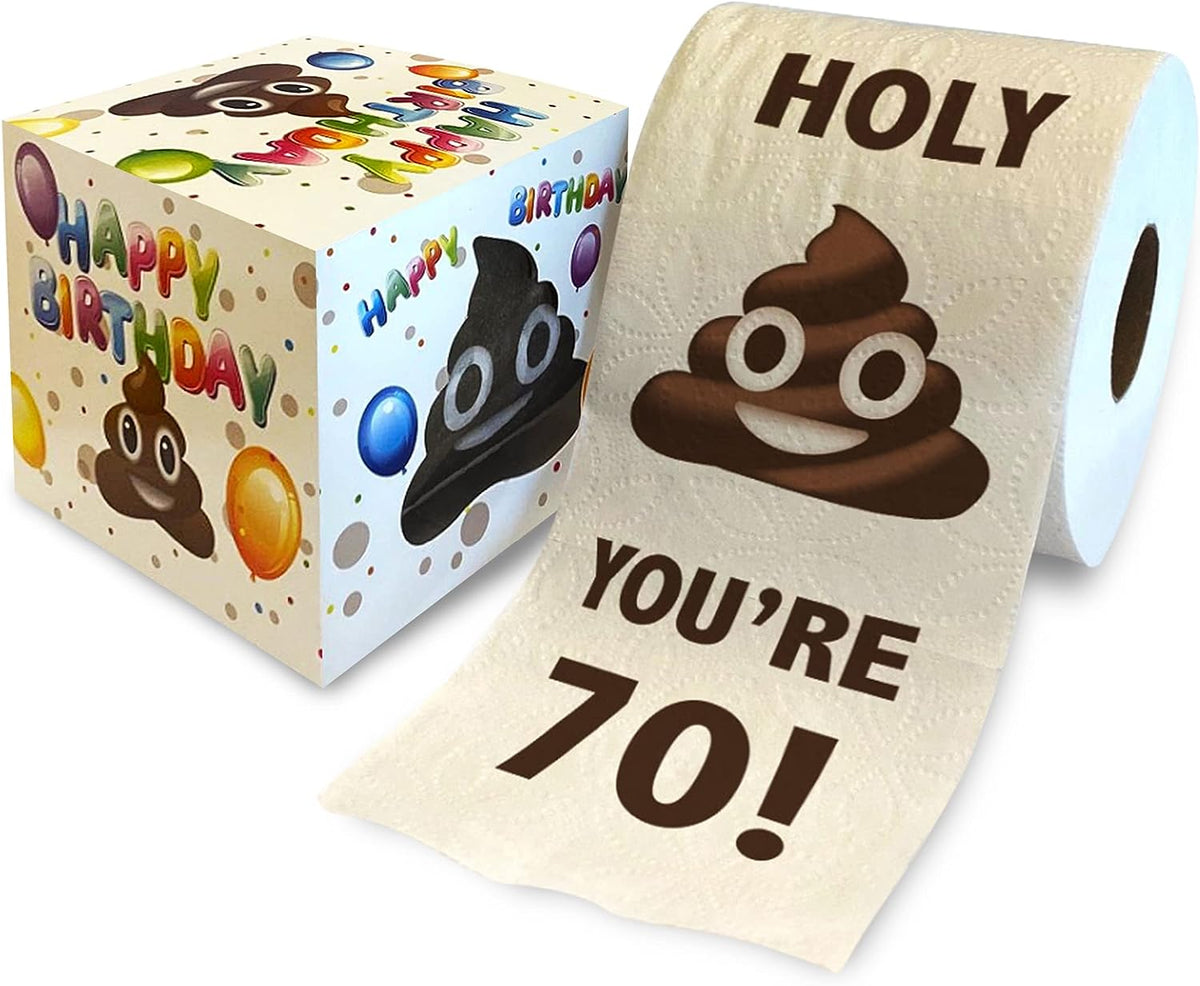 Happy 70th Birthday Funny Toilet Paper For Best Prank, Surprise, Bathroom Decor, Novelty Bday Fun Gift For Men or Women -