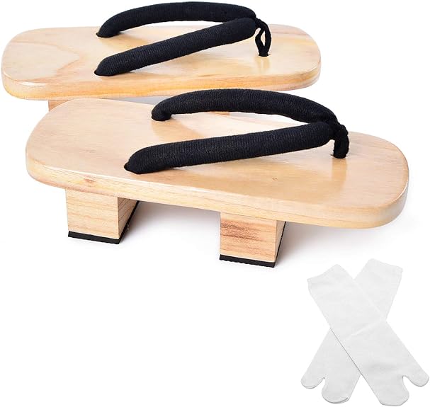 Japanese Wooden Clogs with Tabi Socks for Men Women