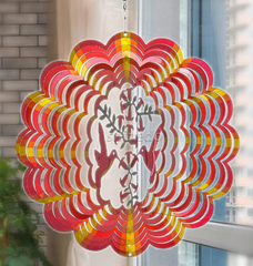 Metal Wind Spinner 12 inch Hanging Hummingbird