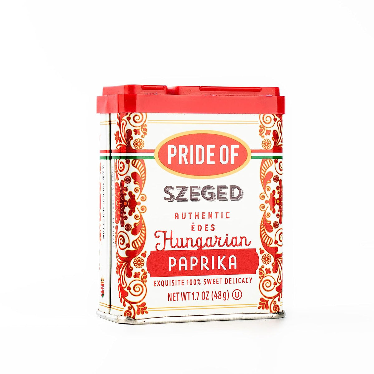 Pride Of Szeged Hungarian Sweet Paprika, Authentic Hungarian Sourced, Single Ingredient Premium Spice | Gluten Free | Kosher | Non-GMO | 1.7 oz. Tin, 1-Count