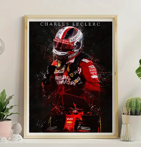 Charles Leclerc Formula Racing Inspired Canvas Wall Art Poster