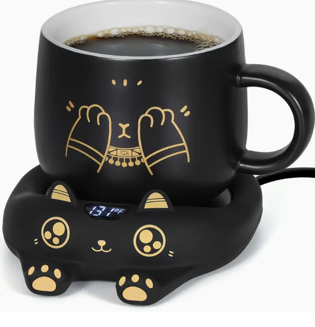 Cute Cat Mug Set with Warmer