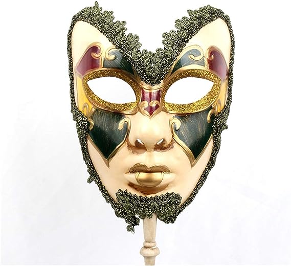 Venetian Masquerade Mask on Stick Mardi Gras Costume Half Face Halloween Chrismas Carnival Hand Held Stick Party Mask Favors