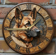 Aluminum Wall Clock with German Shepherd Design