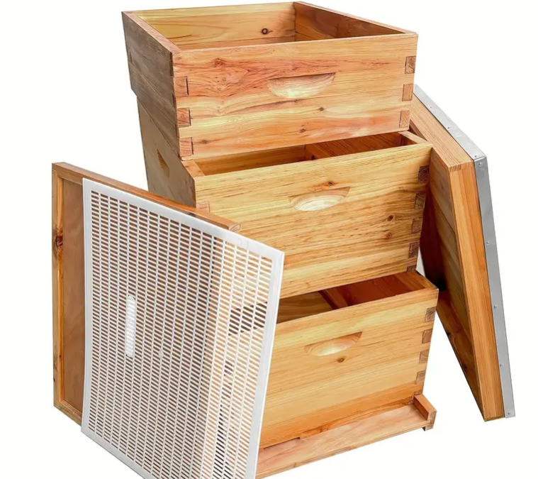 Layer Langstroth Bee Hive Kit - Coated with 100% Beeswax, Includes Deep Bee Boxes and Medium Bee Hive Super for Beginners