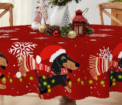 Merry Christmas Dachshund-Themed Tablecloth