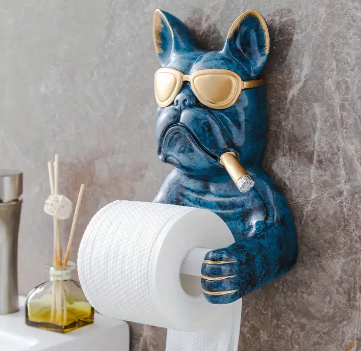 Wall Mounted Cute Dog Bathroom Tissue Holder, Toilet Roll Paper Storage Rack