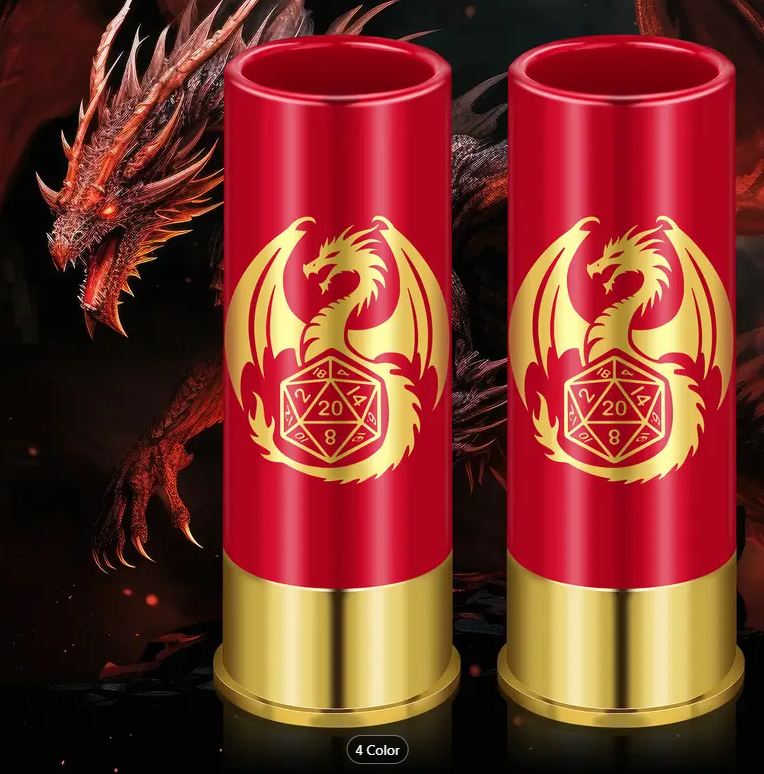 2pcs DND Dragon Winged 12GA Luxury Shot Glasses - Leakproof, Golden Finish