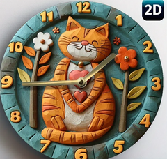 Charming 8-Inch Round Silent Wall Clock with Quartz Movement - Cat & Heart Design, Perfect for Bedroom, Dorm