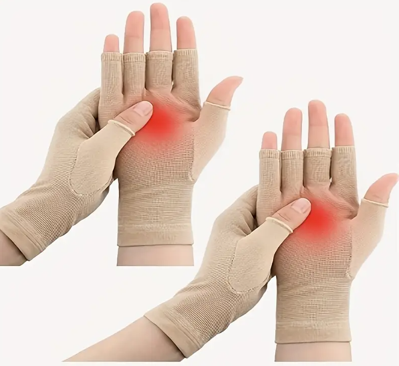 2 Pairs Seamless Lymphedema Compression Gloves Hg Fingerless Compression Gloves (Medium)