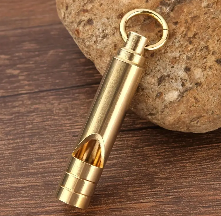 EDC High Decibel Metal Whistle: Brass Whistle For Referee & Survival Outdoor Emergency Keychain Pendant