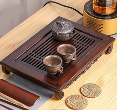 Elegant Bamboo Tea Tray - Dual-Use for Water Storage & Kung Fu Tea Set, Perfect for Home, Office, or Outdoor Use