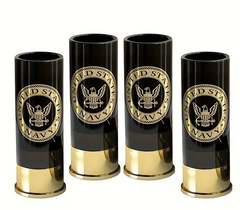 U.S. Navy 12 Gauge Shot Glasses Set - 4pcs, Reusable Plastic Luxury Shot Glasses, Perfect Novelty Gift for Holidays & Father's Day, 1.5oz