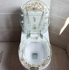 Transparent Toilet Seat Resin Toilet Seat Cover Dried Flowers Sea Shell Pattern U Type Close Toilet Cover