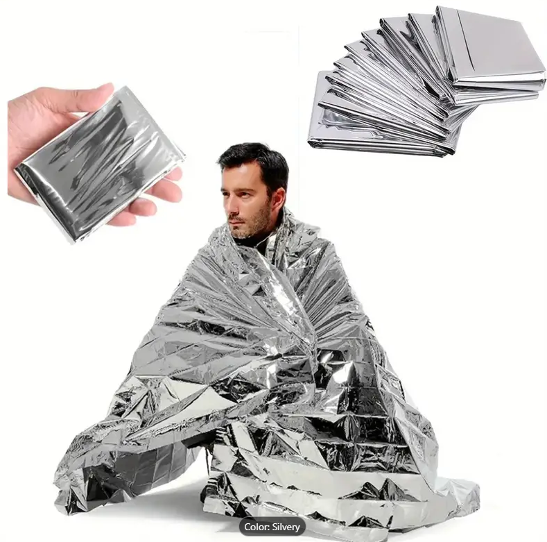 Multipurpose Emergency Mylar Thermal Blanket - Waterproof, Heat-Retaining, Portable - Industrial & Scientific Professional Medical Supplies - Resin & Other Materials - No Battery Needed - Ideal for First Aid & Survival Kits - 51x82