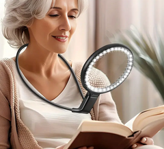 10X Magnifying Glass With 36 LED Light, 5.2 Inch Large Magnifier With Light Hands Free, Neckwear Magnifying Glass With Flexible Gooseneck For Close Work, Reading, Sewing Low Vision Seniors