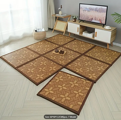 Japanese & Korean Tatami Floor Mats - Striped, Solid Color & Floral Designs | Lightweight, Stain & Moisture Resistant Woven Rattan Carpets