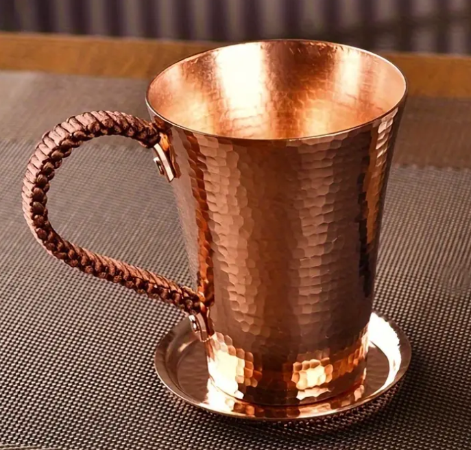 Pure Copper Moscow Mule Mug - 11.83oz, Hammered Finish, Food Grade Material, Non-Toxic, Durable, with Ergonomic Handle,