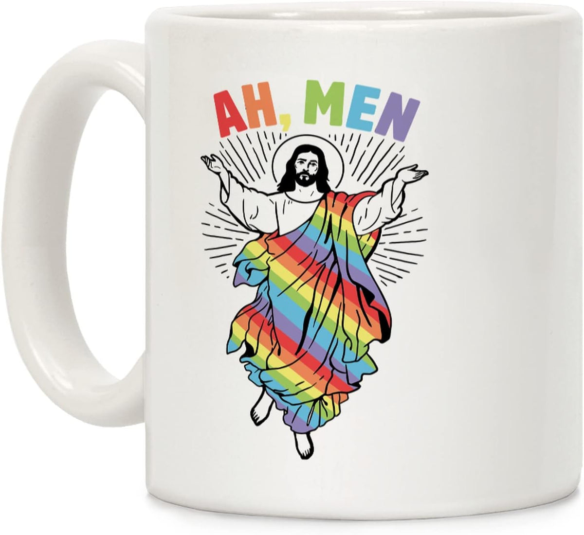 Ah, Men Gay Jesus Mug White 11 Ounce Ceramic Coffee Mug