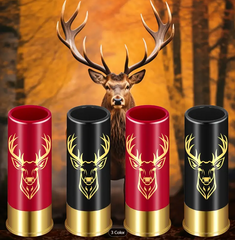 Reusable Plastic Shot Glasses with Deer and Skull Designs - Set of 4, 12GA Bullet Shaped Cups, Multipurpose, Recyclable Material, Wash Gently - Ideal for Parties and Gifting