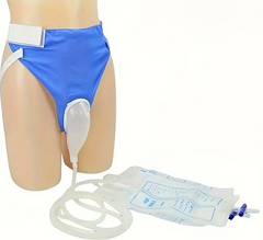 Blue Urine Collector, Reusable Urine Collector For Men, Elderly, Bedridden Patients, Wearable Urinal Bag, Includes 67.63 Oz And 33.81 Oz Catheter Bags (Men)