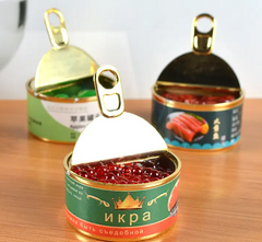 Eye-Catching, Chic Miniature Caviar & Beef Can Keychain - PVC/Silicone, Fashionable Car & Bag Charm, Perfect Gift for Women