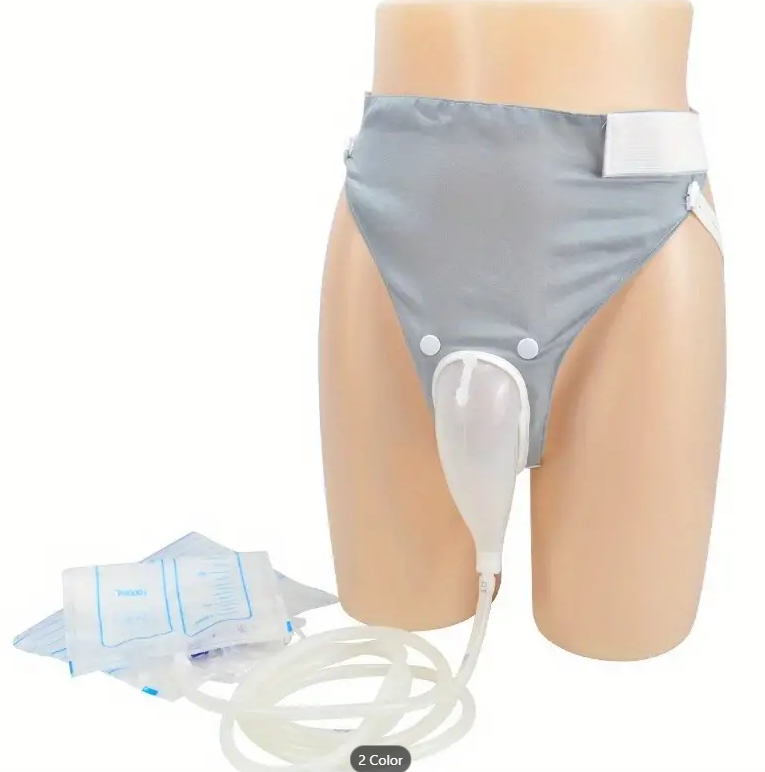 Reusable Breathable Urine Collector Bag for Men, Women, and Elderly - External Incontinence Products - Includes 33.81 oz Catheter Bags (Gray) - Adjustable Design